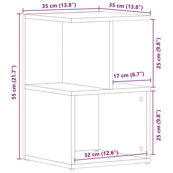 Nachttisch schwarz Eiche 35x35x55 cm Holzwerkstoff