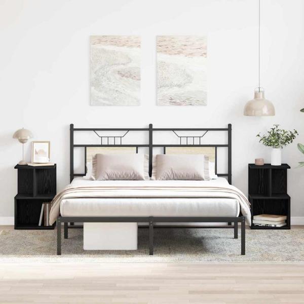 ARDEBO.de - Nachtkästchen 2 Stück Schwarz Eiche 35x35x55 cm Hergestelltes Holz