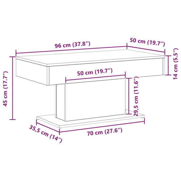 Couchtisch Schwarz Eiche 96x50x45 cm aus Holzwerkstoff