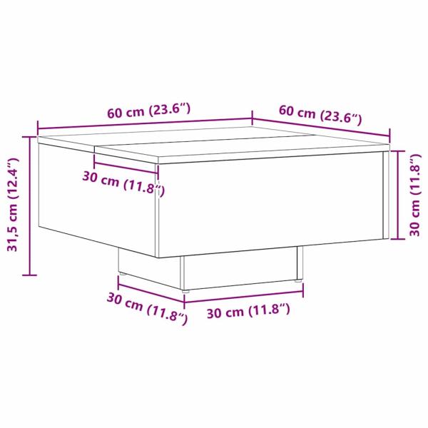 Couchtisch Schwarz Eiche 60x60x31,5 cm aus Holzwerkstoff