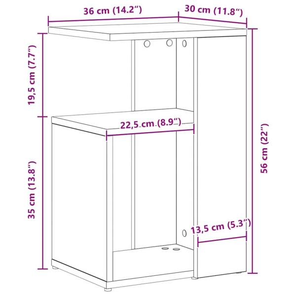 Beistelltisch Schwarze Eiche 36x30x56 cm Engineered Wood
