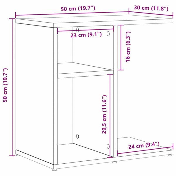 Beistelltisch in schwarzer Eiche, 50x30x50 cm, Holzwerkstoff