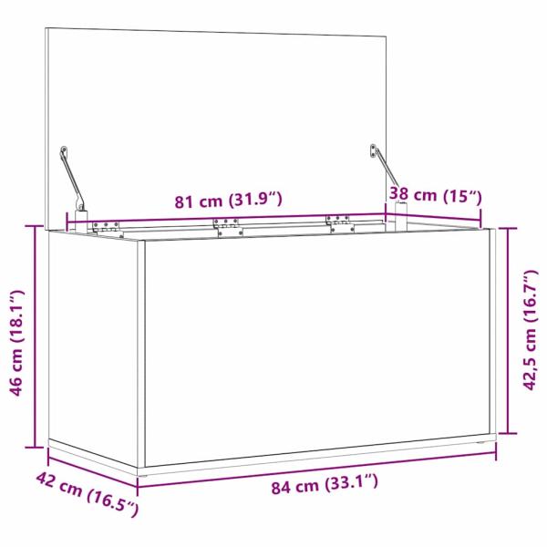 Aufbewahrungstruhe Schwarz Eiche 84x42x46 cm Holzwerkstoff