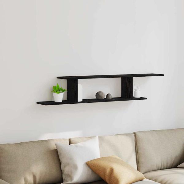ARDEBO.de - Wand-TV-Regal Schwarze Eiche 125x18x23 cm Holzwerkstoff