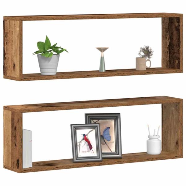 Wandregale 2er Set Altes Holz 80x15x26 cm Holzwerkstoff