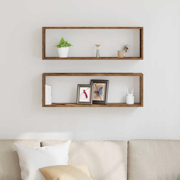 Wandregale 2er Set Altes Holz 80x15x26 cm Holzwerkstoff