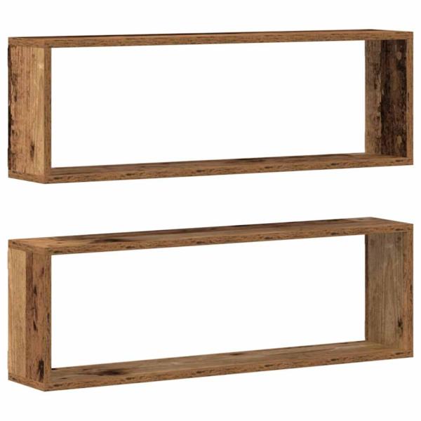 Wandregale 2er Set Altes Holz 80x15x26 cm Holzwerkstoff