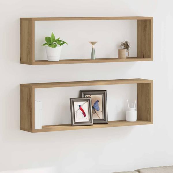ARDEBO.de - Wandregale 2er Set Artisan Eiche 80x15x26 cm Holzwerkstoff