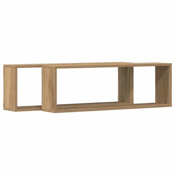 Wandregale 2er Set Artisan Eiche 80x15x26 cm Holzwerkstoff