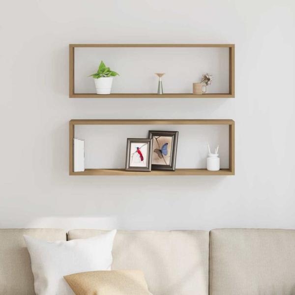 Wandregale 2er Set Artisan Eiche 80x15x26 cm Holzwerkstoff
