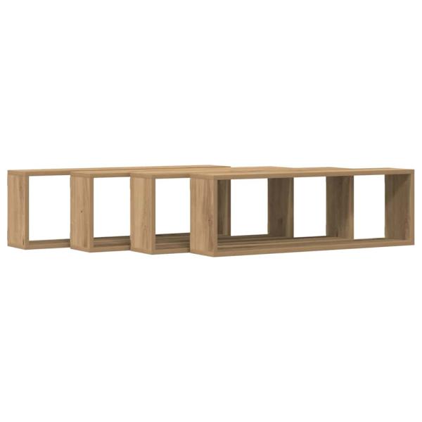 4er Set Wandregale Artisan Eiche 80x15x26 cm Holzwerkstoff