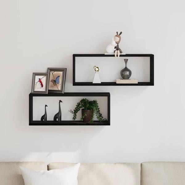 Wandregale 2er Set Schwarz Eiche 60x15x23 cm Aus Spanplatte