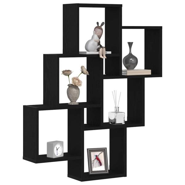 Wandregal Schwarz Eiche 78x15x92 cm Holzwerkstoff