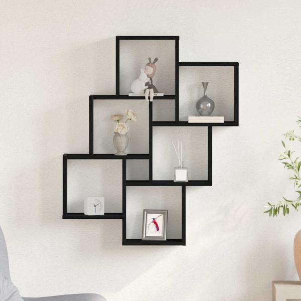 Wandregal Schwarz Eiche 78x15x92 cm Holzwerkstoff