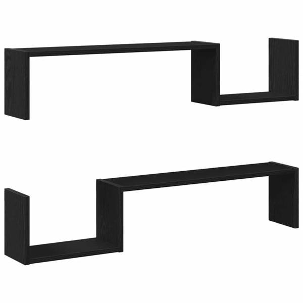 Wandregal 2 Stück Schwarz Eiche 100x15x70 cm Holzwerkstoff