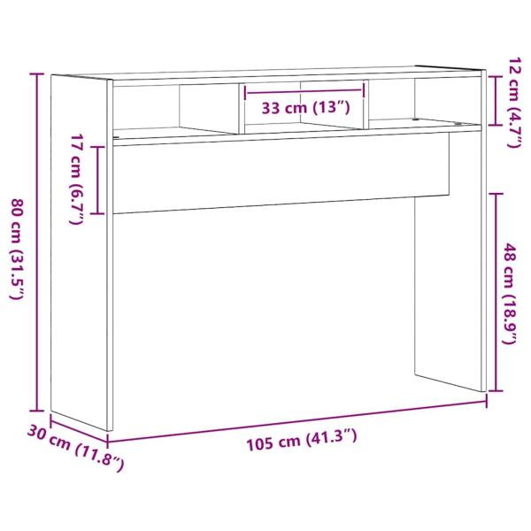 Konsolentisch Schwarz Eiche 105x30x80 cm