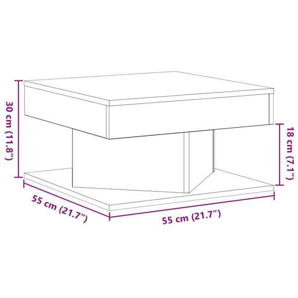 Couchtisch Schwarz Eiche 57x57x30 cm aus Ingenieurholz