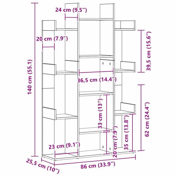 Bücherregal Schwarz Eiche 86x25,5x140 cm Holzwerkstoff