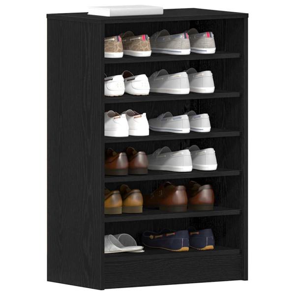 Schuhschrank in Schwarz mit Eiche 60x35x92 cm aus Holzwerkstoff