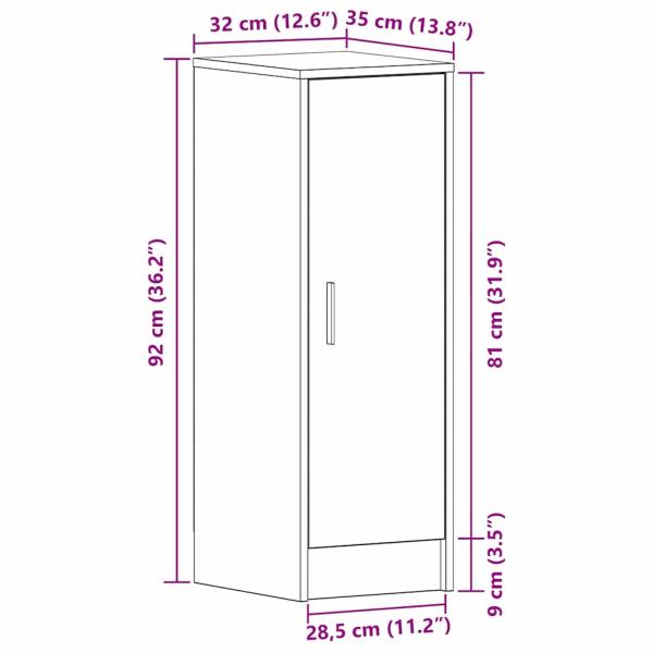 Schuhschrank 32 x 35 x 92 cm Holzwerkstoff Schwarz Eichen-Optik