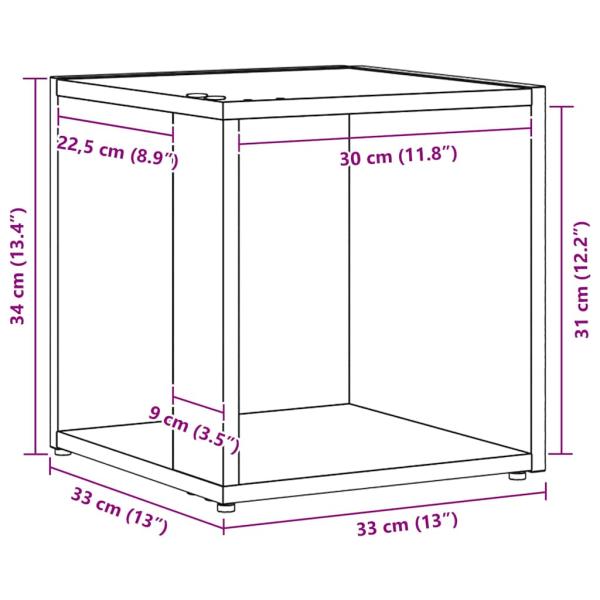 Beistelltisch Schwarzes Eichenholz 33x33x34,5 cm Ingenieure Holz