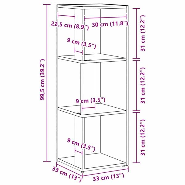 Eckschrank Schwarz Eiche 33x33x100 cm MDF