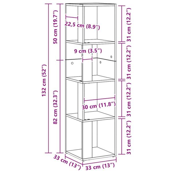Bücherregal Schwarze Eiche 33x33x132 cm Holzwerkstoff