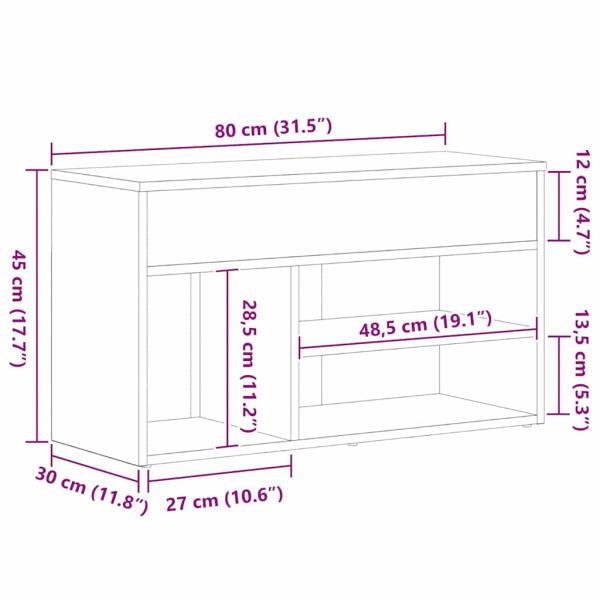 Flurbank Schwarz Eiche 60x30x45 cm ? Hochwertiger Holzwerkstoff