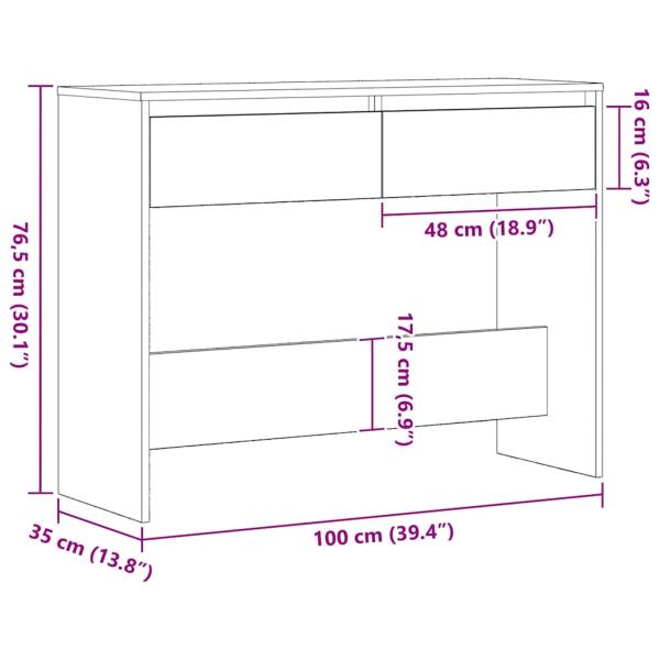 Schwarzer Eichen Konsolentisch - 100x35x76.5 cm - Holzwerkstoff