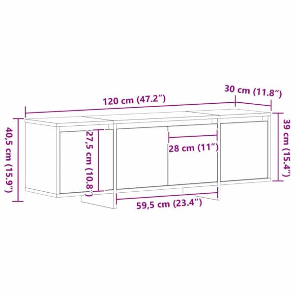 TV-Schrank Schwarz Eiche 120x30x40,5 cm Holzwerkstoff