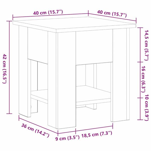 Couchtisch Schwarzes Eichenholz 40x40x42 cm Holzwerkstoff