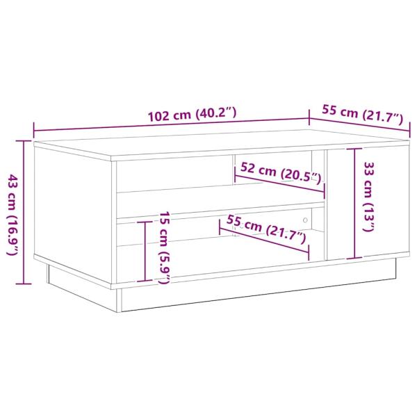 Schwarzer Eichenkaffee Tisch 102x55x43 cm Aus Spanplatte
