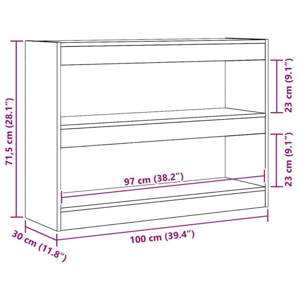 Bücherregal/Raumteiler - Artisan Eiche - 100x30x72 cm - Hergestellt aus Holzwerkstoff