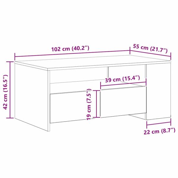 Couchtisch - Artisan-Eiche - 102x55x43,5 cm - Hergestellt aus Holzwerkstoff