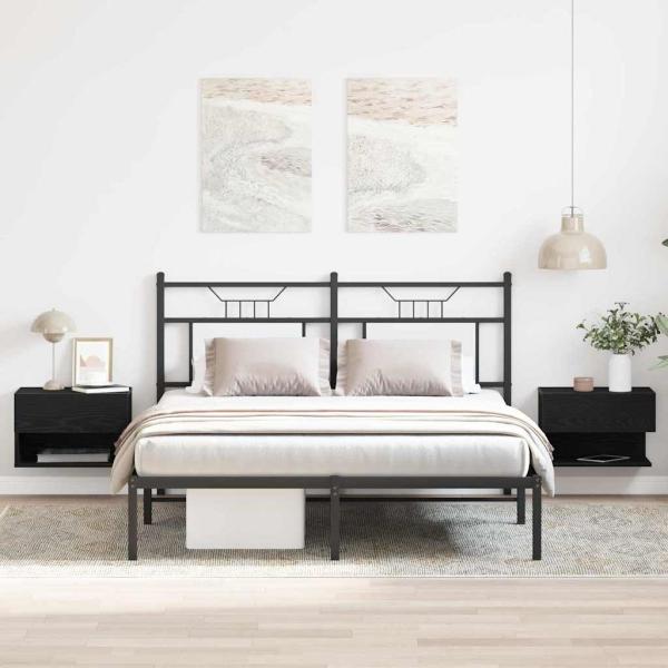 ARDEBO.de - Wandmontierte Nachttische (Set von 2) - Schwarzes Eichenholz