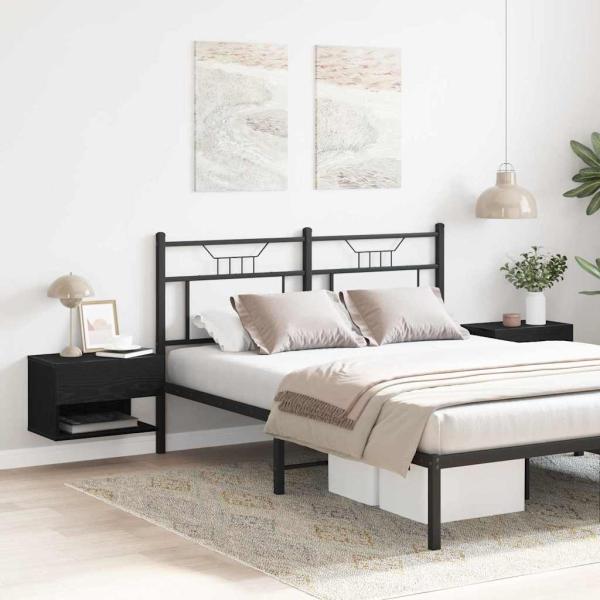 Wandmontierte Nachttische (Set von 2) - Schwarzes Eichenholz