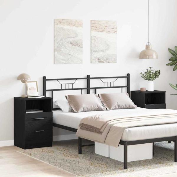 Nachttische 2 Stück Schwarz Eiche 40x35x65 cm Holzwerkstoff