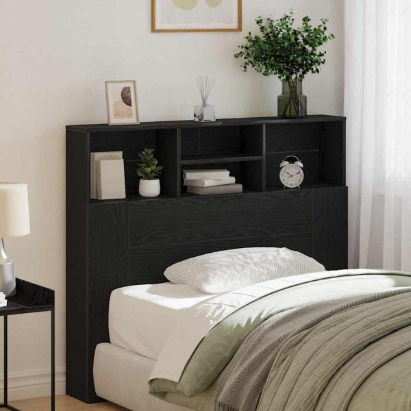Kopfteil-Schrank Schwarzes Eichenholz 120x19x103,5 cm Werkstoff