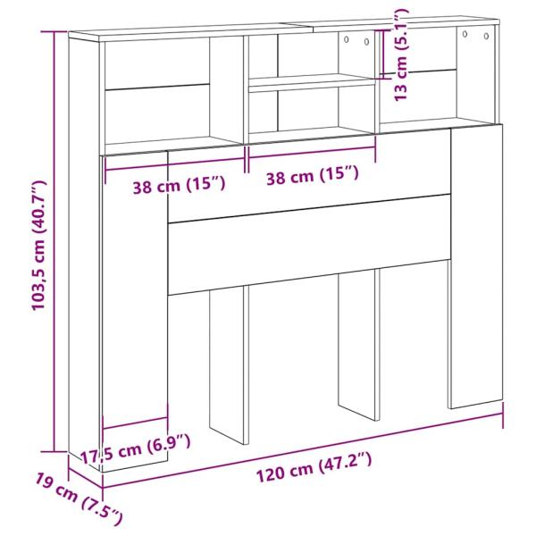 Kopfteil-Schrank Schwarzes Eichenholz 120x19x103,5 cm Werkstoff
