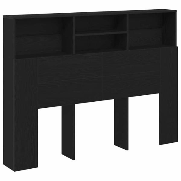 Kopfteilschrank - Schwarzer Eichenholz, 140x19x103,5 cm, Aus Holzwerkstoff hergestellt