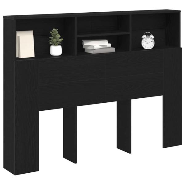 Kopfteilschrank - Schwarzer Eichenholz, 140x19x103,5 cm, Aus Holzwerkstoff hergestellt