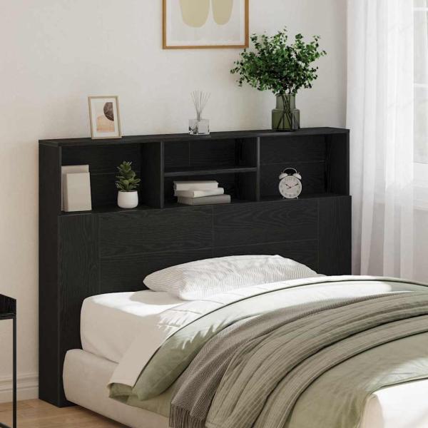 Kopfteilschrank - Schwarzer Eichenholz, 140x19x103,5 cm, Aus Holzwerkstoff hergestellt
