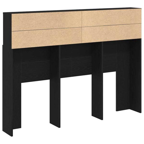 Kopfteilschrank - Schwarzer Eichenholz, 140x19x103,5 cm, Aus Holzwerkstoff hergestellt