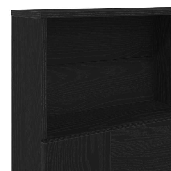 Kopfteilschrank - Schwarzer Eichenholz, 140x19x103,5 cm, Aus Holzwerkstoff hergestellt