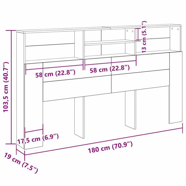 Kopfteilschrank Schwarze Eiche 180x19x103,5 cm