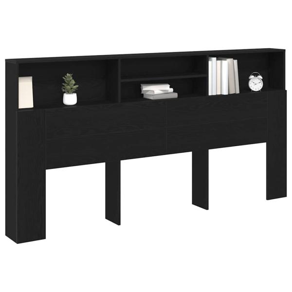 Schwarzes Eichenkopfteil Schrank, 200x19x103,5 cm, Holzwerkstoff