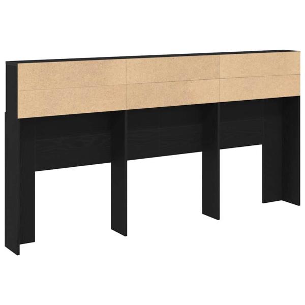 Schwarzes Eichenkopfteil Schrank, 200x19x103,5 cm, Holzwerkstoff