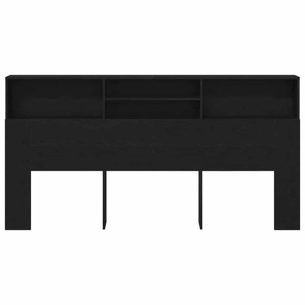 Schwarzes Eichenkopfteil Schrank, 200x19x103,5 cm, Holzwerkstoff