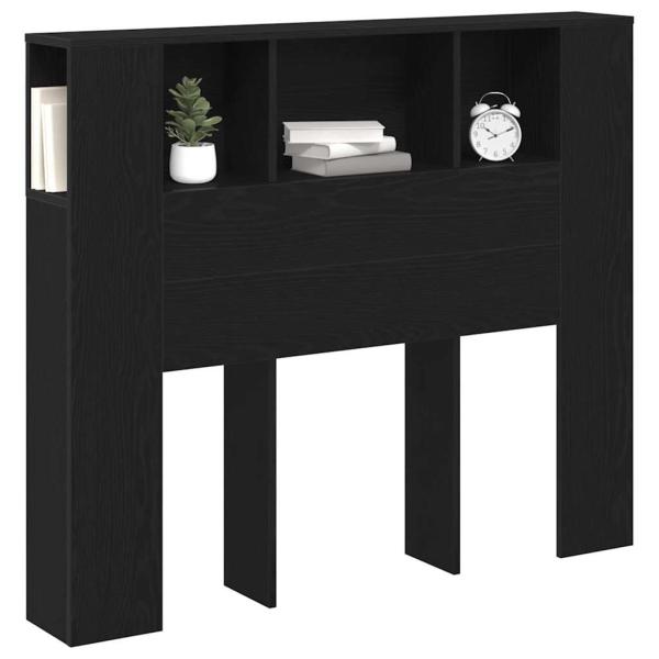 Kopfteil Schrank Schwarz Eiche 120x19x104,5 cm Holzwerkstoff
