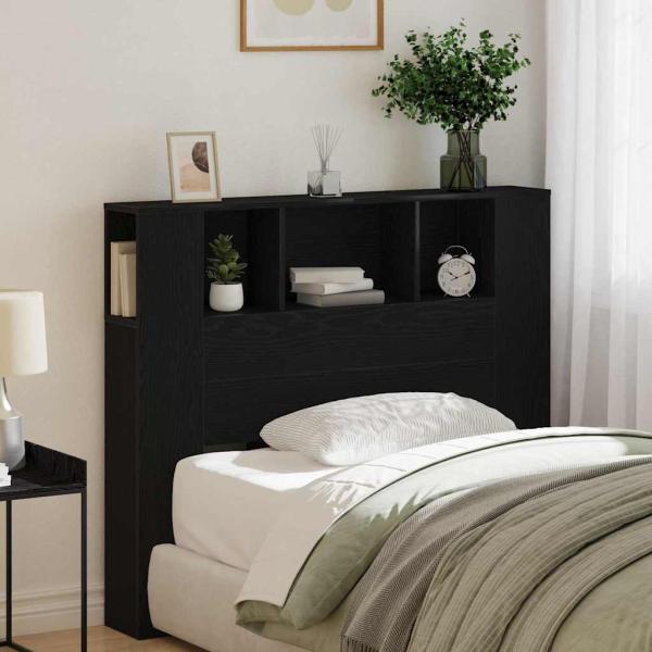 Kopfteil Schrank Schwarz Eiche 120x19x104,5 cm Holzwerkstoff